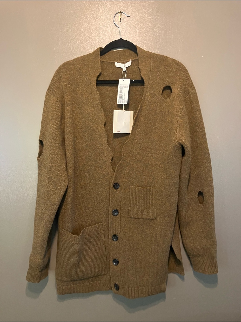 $575 Tibi Soft Lambswool Distressed Cardigan size medium - Picture 5 of 13